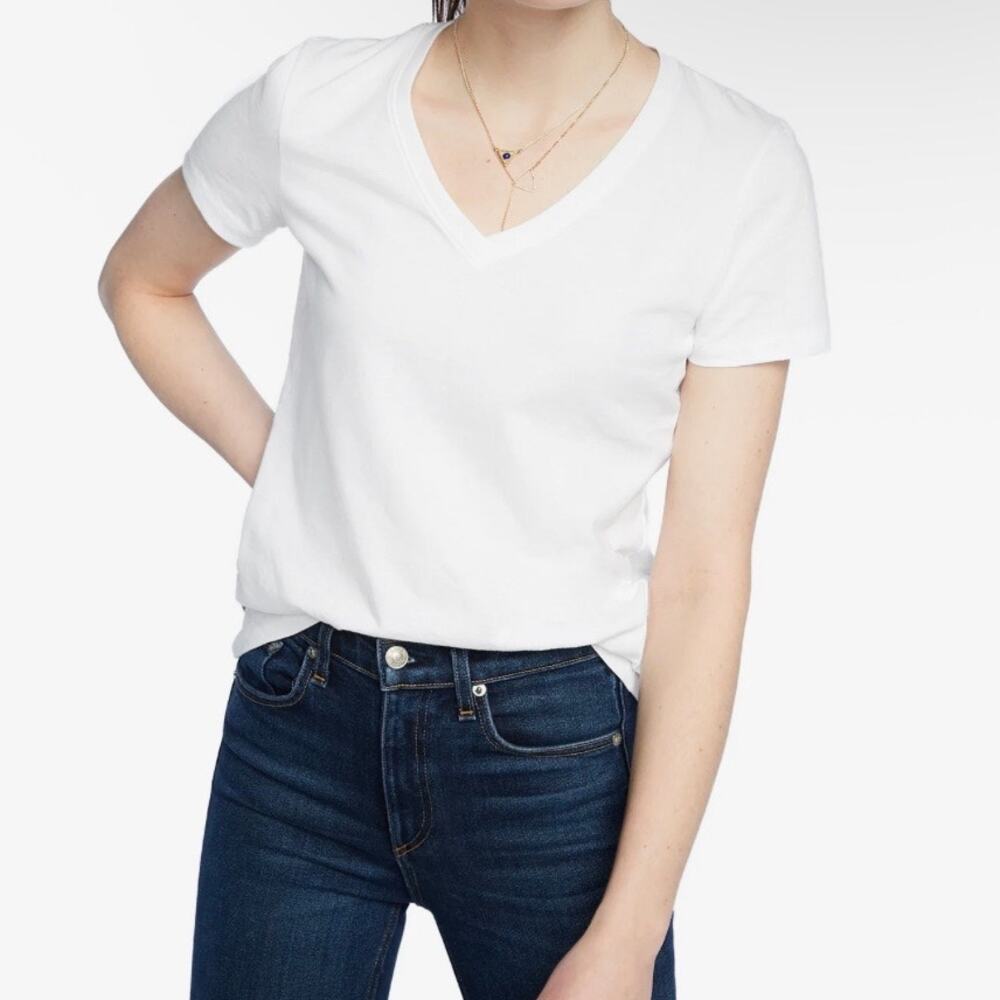 American Giant 100% Cotton V-Neck Short Sleeve Tee Women's Medium White
